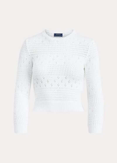 Tops Polo Ralph Lauren Mujer Blancos - Cropped Pointelle Knit - HMEAW0271